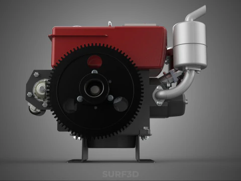 COMPACT DIESEL ENGINE AUTO ELECTRIC SELF STARTER MOTOR FLYWHEEL 3D Model