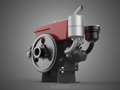 COMPACT DIESEL ENGINE AUTO ELECTRIC SELF STARTER MOTOR FLYWHEEL 3D Model