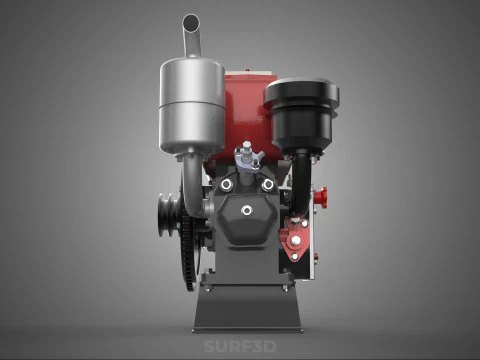 COMPACT DIESEL ENGINE AUTO ELECTRIC SELF STARTER MOTOR FLYWHEEL 3D Model