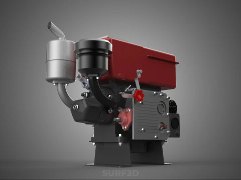 COMPACT DIESEL ENGINE AUTO ELECTRIC SELF STARTER MOTOR FLYWHEEL 3D Model
