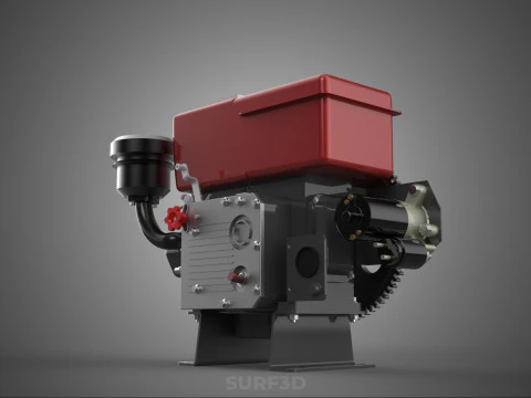 COMPACT DIESEL ENGINE AUTO ELECTRIC SELF STARTER MOTOR FLYWHEEL 3D Model