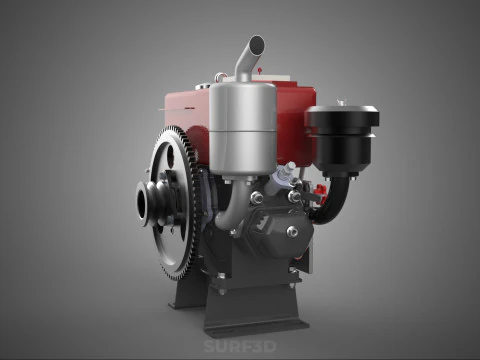 COMPACT DIESEL ENGINE AUTO ELECTRIC SELF STARTER MOTOR FLYWHEEL 3D Model