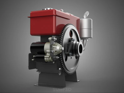 COMPACT DIESEL ENGINE AUTO ELECTRIC SELF STARTER MOTOR FLYWHEEL 3D Model