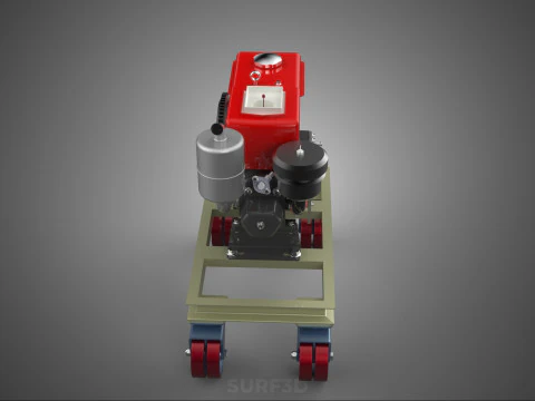MOBILE DIESEL ENGINE MACHINE MOUNTED WHEELED CART CASTER TROLLEY 3D Model
