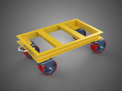 HEAVY DUTY TOW HOOK DOLLY CART HANDLING TROLLEY PALLET PLATFORM 3D Model