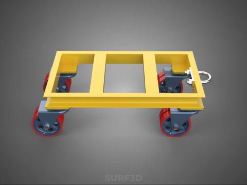 ТЯЖЕЛАЯ БУКСИРОВОЧНАЯ ТЕЛЕЖКА ПОГРУЗОЧНАЯ ТЕЛЕЖКА ПЛАТФОРМА ДЛЯ ПОДДОНОВ 3D Модель