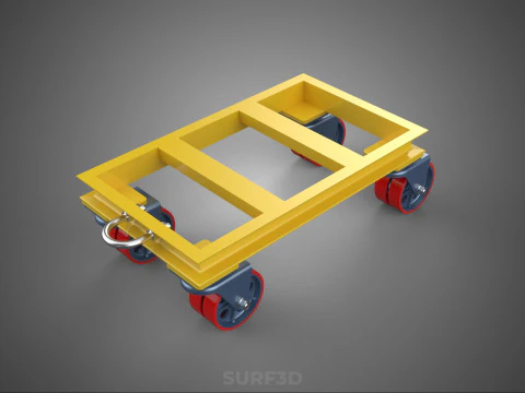 ТЯЖЕЛАЯ БУКСИРОВОЧНАЯ ТЕЛЕЖКА ПОГРУЗОЧНАЯ ТЕЛЕЖКА ПЛАТФОРМА ДЛЯ ПОДДОНОВ 3D Модель
