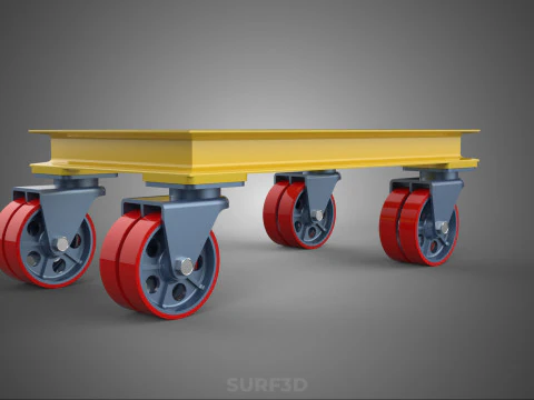 ТЯЖЕЛАЯ БУКСИРОВОЧНАЯ ТЕЛЕЖКА ПОГРУЗОЧНАЯ ТЕЛЕЖКА ПЛАТФОРМА ДЛЯ ПОДДОНОВ 3D Модель