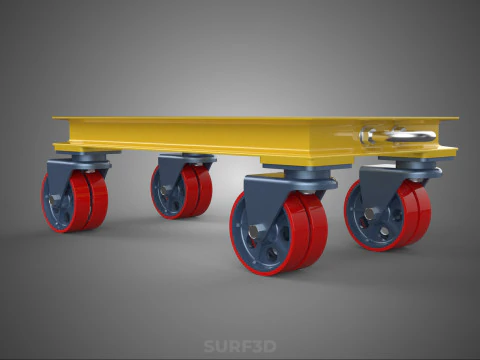 ТЯЖЕЛАЯ БУКСИРОВОЧНАЯ ТЕЛЕЖКА ПОГРУЗОЧНАЯ ТЕЛЕЖКА ПЛАТФОРМА ДЛЯ ПОДДОНОВ 3D Модель