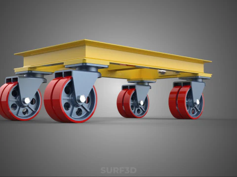 ТЯЖЕЛАЯ БУКСИРОВОЧНАЯ ТЕЛЕЖКА ПОГРУЗОЧНАЯ ТЕЛЕЖКА ПЛАТФОРМА ДЛЯ ПОДДОНОВ 3D Модель