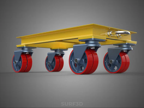 ТЯЖЕЛАЯ БУКСИРОВОЧНАЯ ТЕЛЕЖКА ПОГРУЗОЧНАЯ ТЕЛЕЖКА ПЛАТФОРМА ДЛЯ ПОДДОНОВ 3D Модель