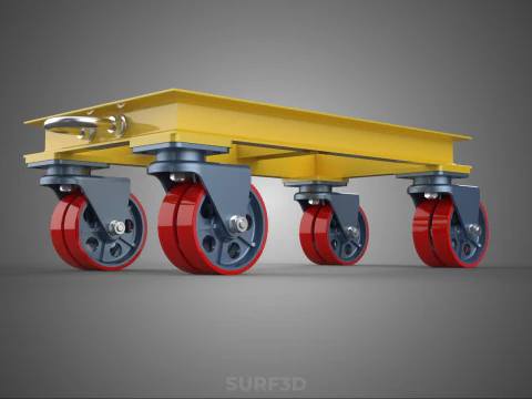 ТЯЖЕЛАЯ БУКСИРОВОЧНАЯ ТЕЛЕЖКА ПОГРУЗОЧНАЯ ТЕЛЕЖКА ПЛАТФОРМА ДЛЯ ПОДДОНОВ 3D Модель