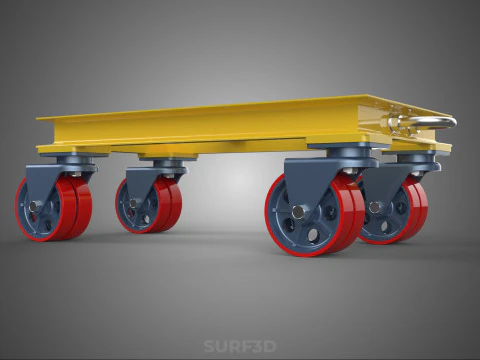 ТЯЖЕЛАЯ БУКСИРОВОЧНАЯ ТЕЛЕЖКА ПОГРУЗОЧНАЯ ТЕЛЕЖКА ПЛАТФОРМА ДЛЯ ПОДДОНОВ 3D Модель