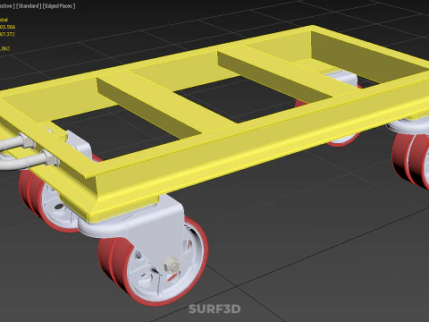 ТЯЖЕЛАЯ БУКСИРОВОЧНАЯ ТЕЛЕЖКА ПОГРУЗОЧНАЯ ТЕЛЕЖКА ПЛАТФОРМА ДЛЯ ПОДДОНОВ 3D Модель