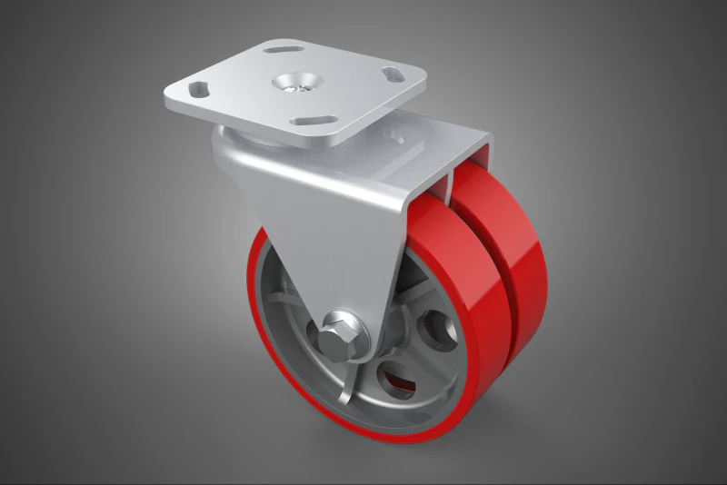 RUOTA GIREVOLE PER CARICHI PESANTI DOPPIA RUOTA IN POLIURETANO ROSSO RULLO CON PNEUMATICO Modello 3D .c4d .max .obj .3ds .fbx .stl .blend 