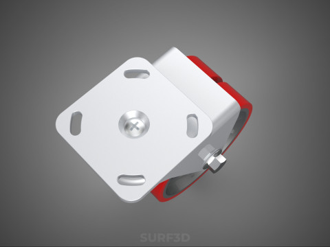 ВАЖКИЙ ПОВОРОТНИЙ КОЛІСЦЯ З ПОДВІЙНИМ ЧЕРВОНИМ ПОЛІУРЕТАНОВИМ КОЛЕСОМ 3D Модель