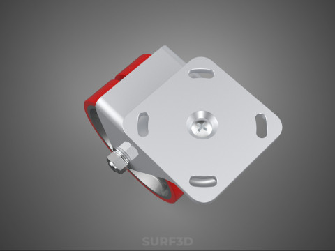 ВАЖКИЙ ПОВОРОТНИЙ КОЛІСЦЯ З ПОДВІЙНИМ ЧЕРВОНИМ ПОЛІУРЕТАНОВИМ КОЛЕСОМ 3D Модель