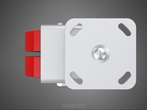 ВАЖКИЙ ПОВОРОТНИЙ КОЛІСЦЯ З ПОДВІЙНИМ ЧЕРВОНИМ ПОЛІУРЕТАНОВИМ КОЛЕСОМ 3D Модель