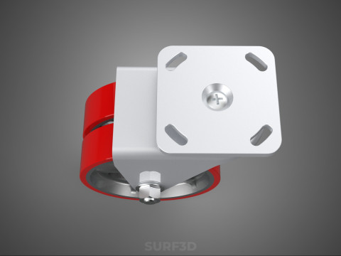 ВАЖКИЙ ПОВОРОТНИЙ КОЛІСЦЯ З ПОДВІЙНИМ ЧЕРВОНИМ ПОЛІУРЕТАНОВИМ КОЛЕСОМ 3D Модель