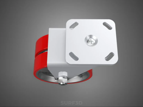 RUOTA GIREVOLE PER CARICHI PESANTI DOPPIA RUOTA IN POLIURETANO ROSSO RULLO CON PNEUMATICO Modello 3D