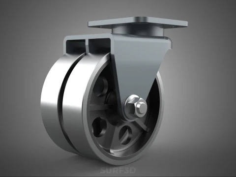 K&Oacute;ŁKO STALOWE STALOWE ZESTAW KRĘTNY PODW&Oacute;JNE KOŁA ROLKA OPONOWANA OBRĘCZ DO CIĘŻKICH DUŻYCH OBRĘCZY Model 3D