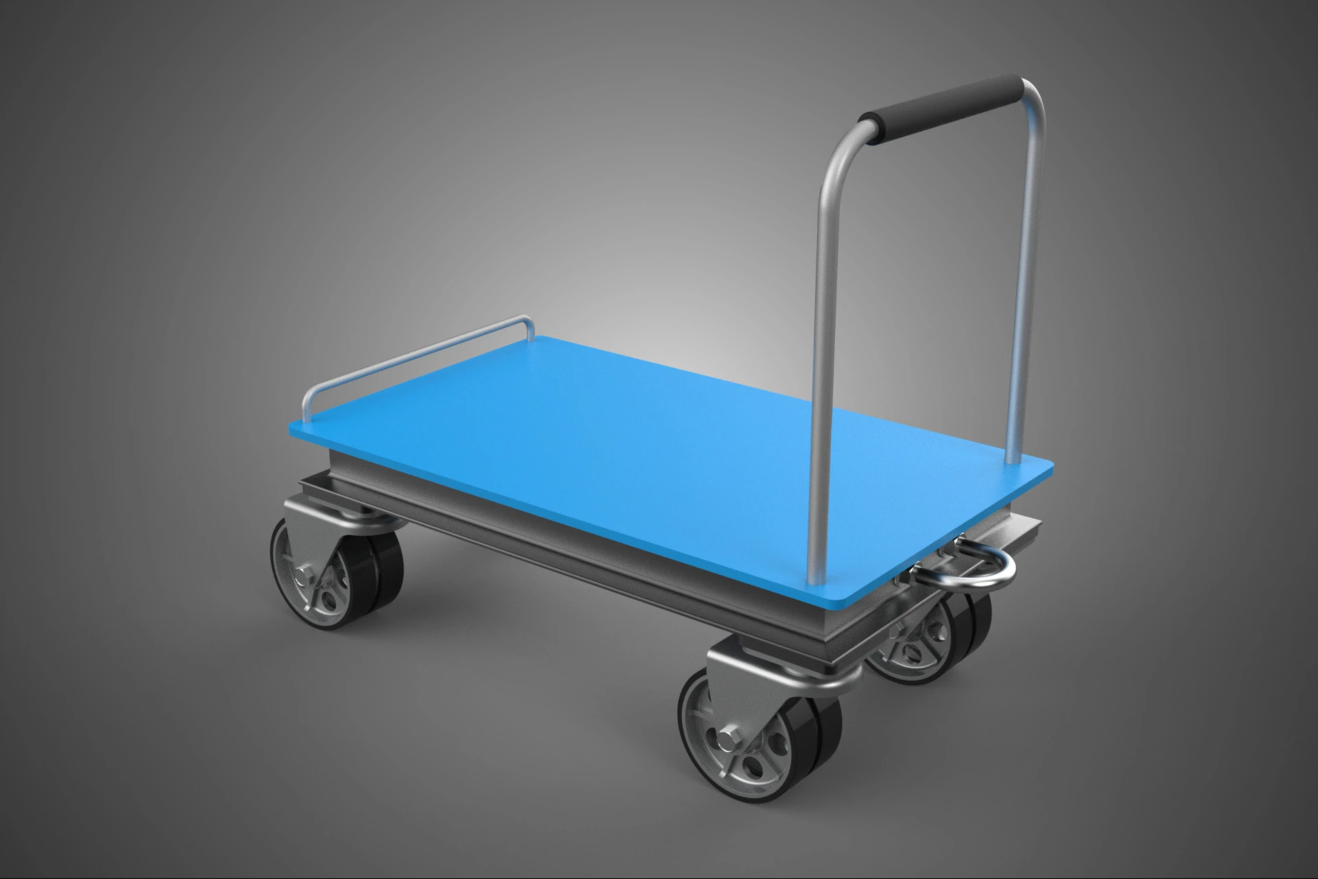 INDUSTRIAL PLATFORM DOLLY CART TROLLEY PALLET BARROW TRANSPORT 4 3D Model .c4d .max .obj .3ds .fbx .stl .blend