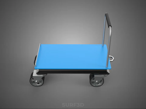INDUSTRIAL PLATFORM DOLLY CART TROLLEY PALLET BARROW TRANSPORT 4 3D Model
