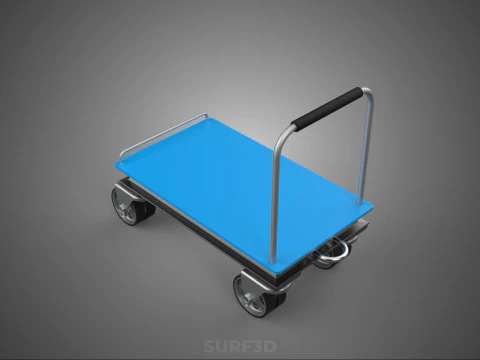 INDUSTRIAL PLATFORM DOLLY CART TROLLEY PALLET BARROW TRANSPORT 4 3D Model