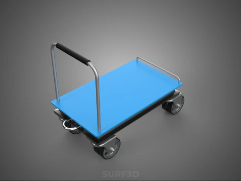 INDUSTRIAL PLATFORM DOLLY CART TROLLEY PALLET BARROW TRANSPORT 4 3D Model