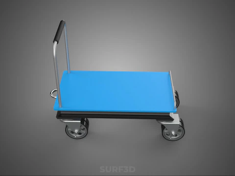 INDUSTRIAL PLATFORM DOLLY CART TROLLEY PALLET BARROW TRANSPORT 4 3D Model
