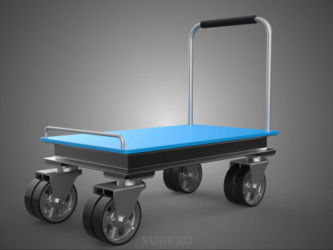 INDUSTRIAL PLATFORM DOLLY CART TROLLEY PALLET BARROW TRANSPORT 4 3D Model