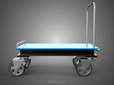INDUSTRIAL PLATFORM DOLLY CART TROLLEY PALLET BARROW TRANSPORT 4 3D Model