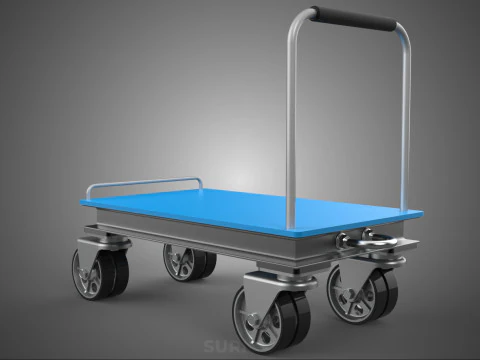INDUSTRIAL PLATFORM DOLLY CART TROLLEY PALLET BARROW TRANSPORT 4 3D Model