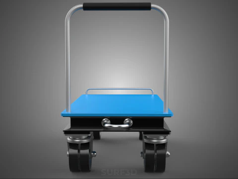 INDUSTRIAL PLATFORM DOLLY CART TROLLEY PALLET BARROW TRANSPORT 4 3D Model
