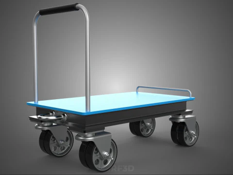 INDUSTRIAL PLATFORM DOLLY CART TROLLEY PALLET BARROW TRANSPORT 4 3D Model