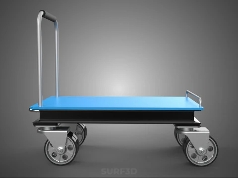 INDUSTRIAL PLATFORM DOLLY CART TROLLEY PALLET BARROW TRANSPORT 4 3D Model