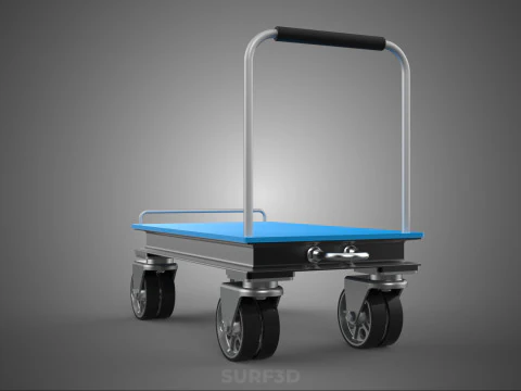 INDUSTRIAL PLATFORM DOLLY CART TROLLEY PALLET BARROW TRANSPORT 4 3D Model