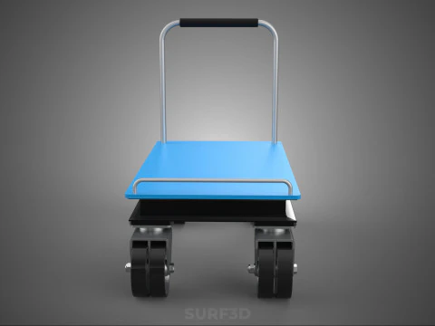 INDUSTRIAL PLATFORM DOLLY CART TROLLEY PALLET BARROW TRANSPORT 4 3D Model