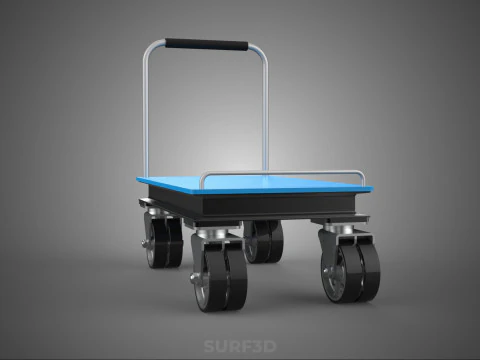 INDUSTRIAL PLATFORM DOLLY CART TROLLEY PALLET BARROW TRANSPORT 4 3D Model