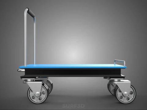 INDUSTRIAL PLATFORM DOLLY CART TROLLEY PALLET BARROW TRANSPORT 4 3D Model