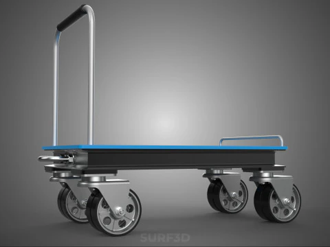 INDUSTRIAL PLATFORM DOLLY CART TROLLEY PALLET BARROW TRANSPORT 4 3D Model