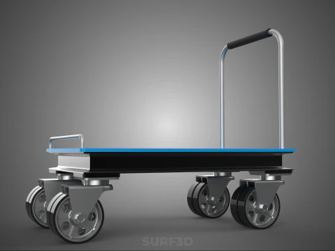 INDUSTRIAL PLATFORM DOLLY CART TROLLEY PALLET BARROW TRANSPORT 4 3D Model