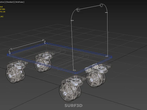 INDUSTRIAL PLATFORM DOLLY CART TROLLEY PALLET BARROW TRANSPORT 4 3D Model