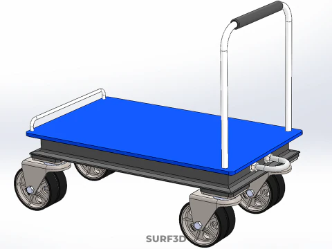 INDUSTRIAL PLATFORM DOLLY CART TROLLEY PALLET BARROW TRANSPORT 4 3D Model