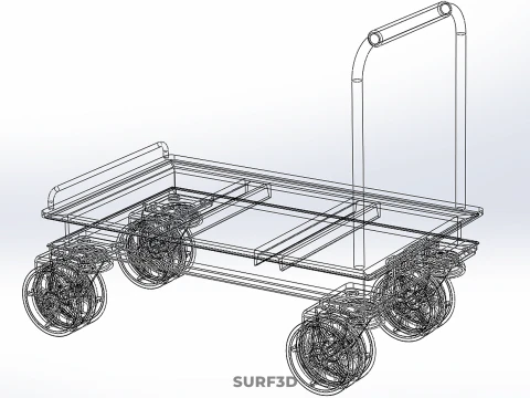 INDUSTRIAL PLATFORM DOLLY CART TROLLEY PALLET BARROW TRANSPORT 4 3D Model