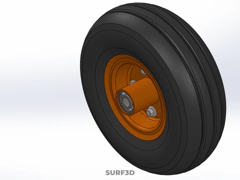 STANDARD WHEEL TIRE RIM AXLE HUB CART TROLLEY BARROW BEARING KIT 3D Model
