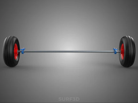 AXLE HUB ROD SHAFT WHEEL TIRE RIM CART TROLLEY BARROW BEARING 10 3D Model