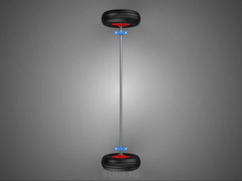 AXLE HUB ROD SHAFT WHEEL TIRE RIM CART TROLLEY BARROW BEARING 10 3D Model