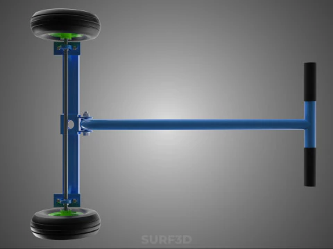 STEERING HANDLE LEVER RANGE CONTROL AXLE WHEEL TIRE CART TROLLEY 3D Model