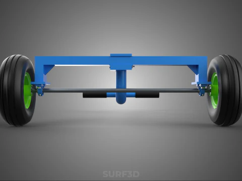 STEERING HANDLE LEVER RANGE CONTROL AXLE WHEEL TIRE CART TROLLEY 3D Model